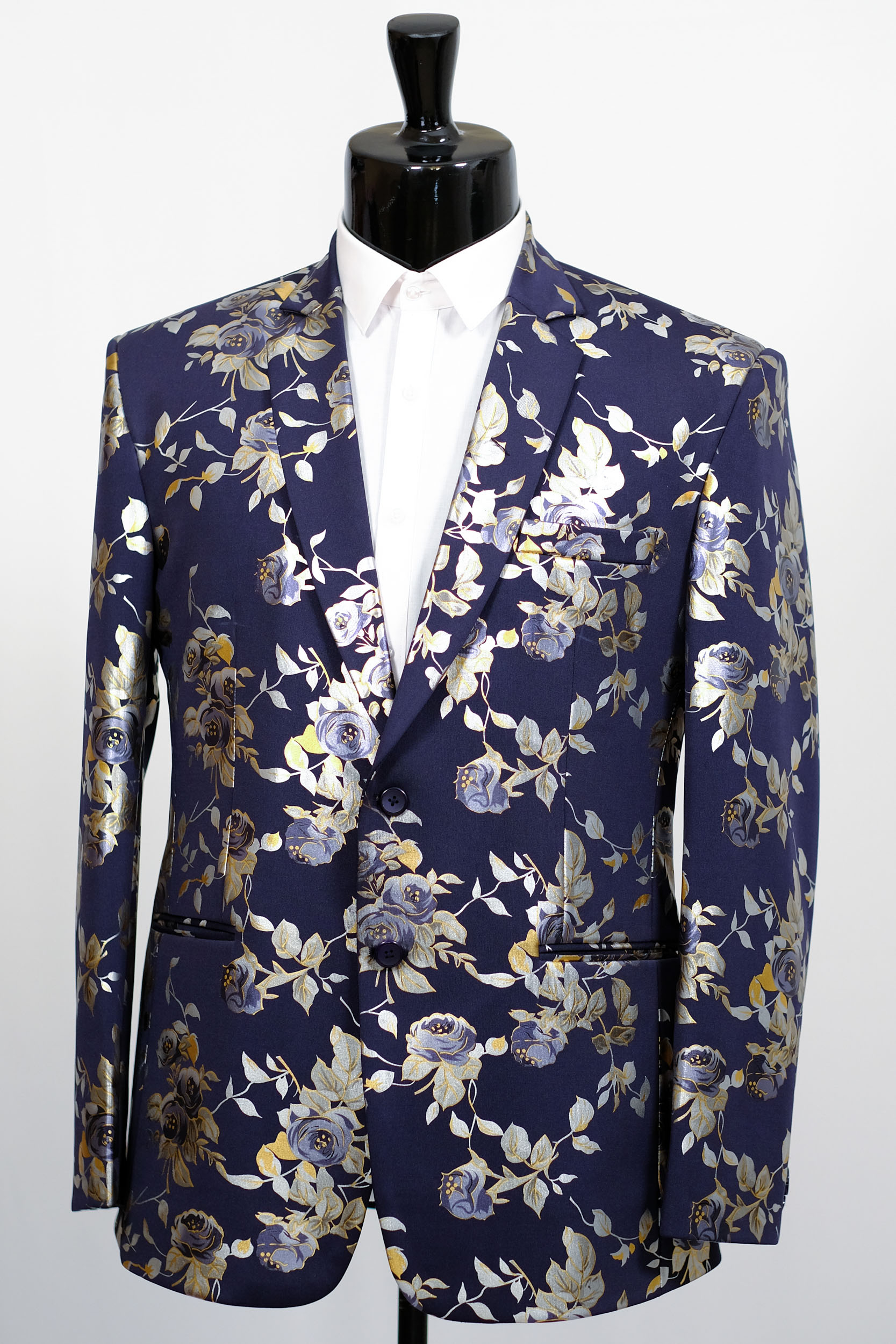 Dark Blue Floral printed Blazer – BU – Custom Clothing for Men and Women
