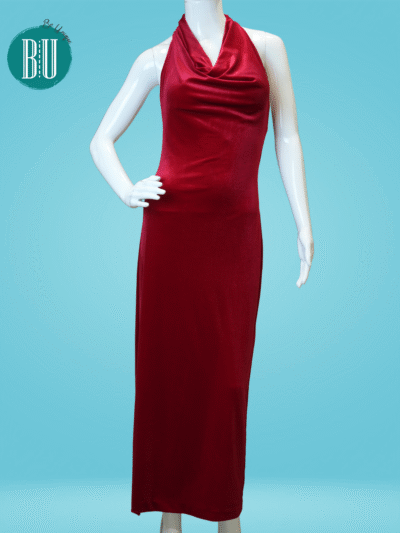 Classic Red Velvet Halter Neck Gown