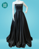 Elegant Black Satin Strapless Ball Gown
