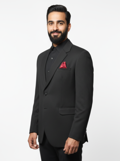 Men’s Black Textured Slim Fit Blazer