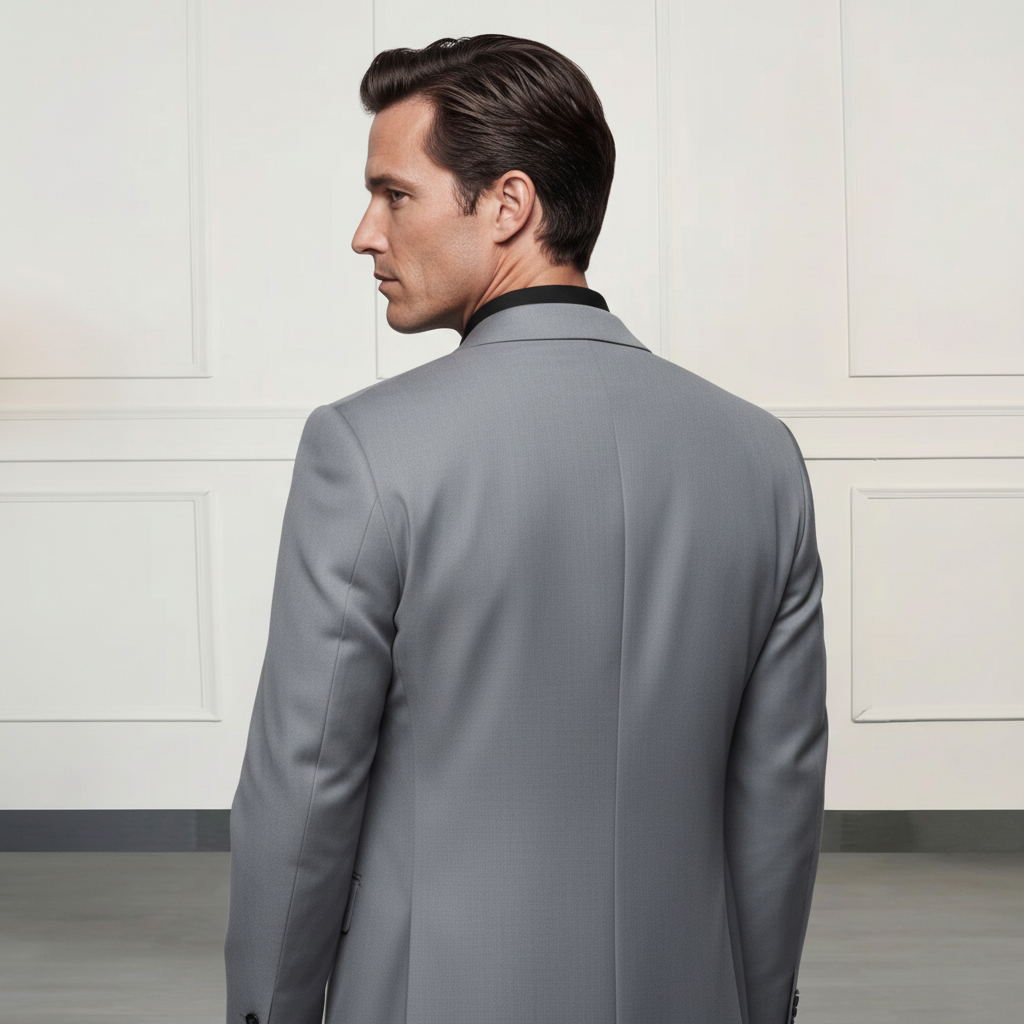 Men’s Light Grey Solid Slim Fit Formal Suit Set 3 Men’s Light Grey Solid Slim Fit Formal Suit Set - Image 3