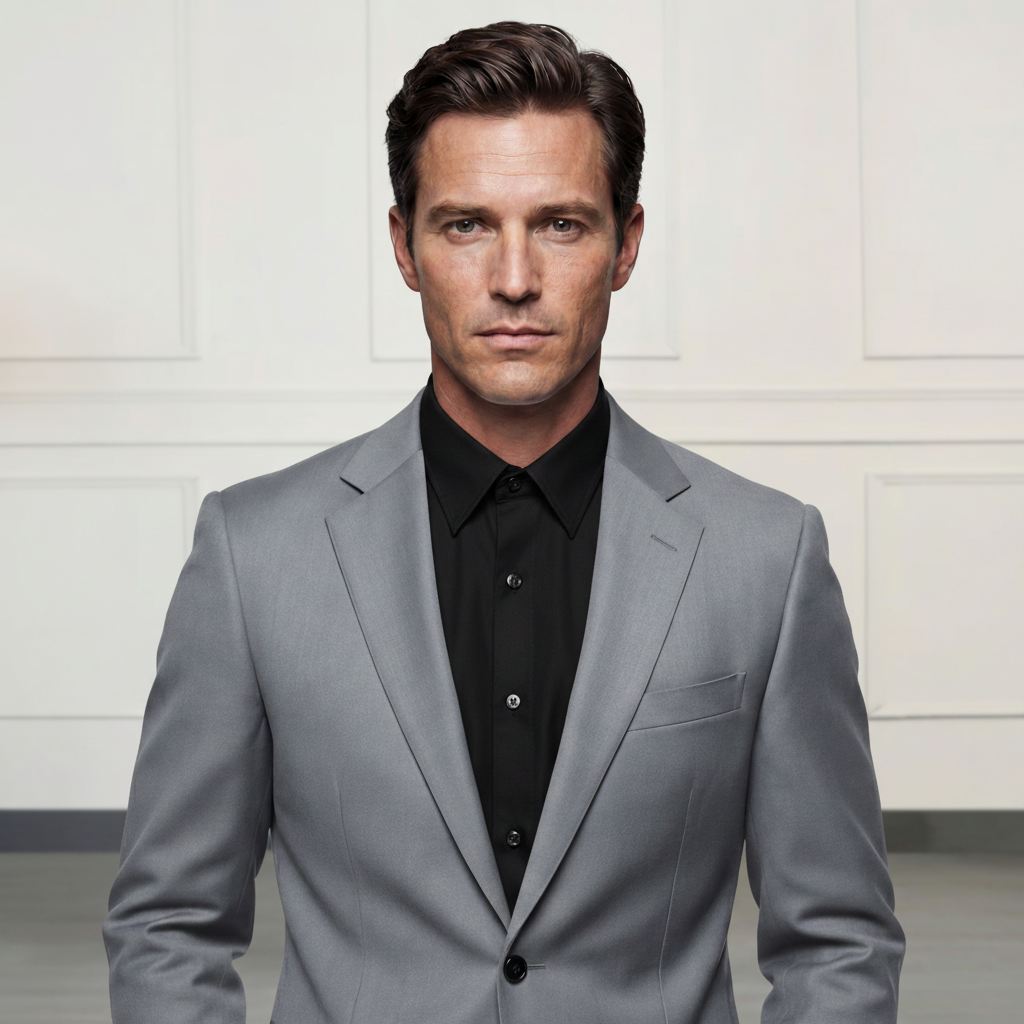 Men’s Light Grey Solid Slim Fit Formal Suit Set 2 Men’s Light Grey Solid Slim Fit Formal Suit Set - Image 2