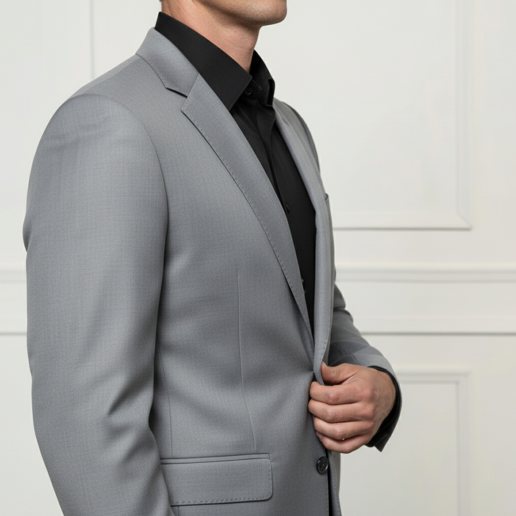 Men’s Light Grey Solid Slim Fit Formal Suit Set 4 Men’s Light Grey Solid Slim Fit Formal Suit Set - Image 4